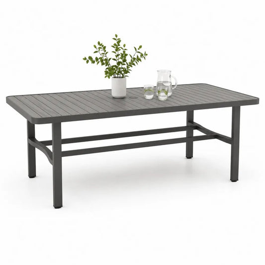 Table de jardin rectangulaire 6 personnes en aluminium anthracite, 180 × 90 × 74 cm