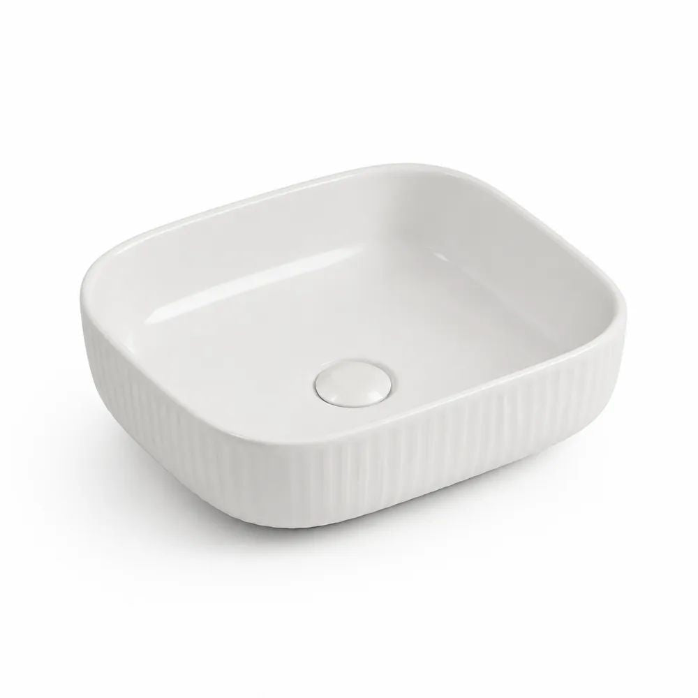 Vasque à poser carrée en céramique blanche 40 × 40 × 13 cm