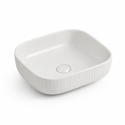 Vasque à poser carrée en céramique blanche 40 × 40 × 13 cm