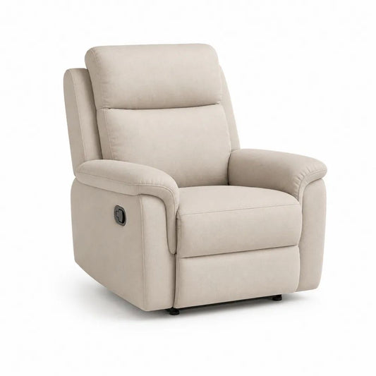 Fauteuil relax manuel 1 place à dossier haut en microfibre de polyester beige, 94 × 98 × 103 cm