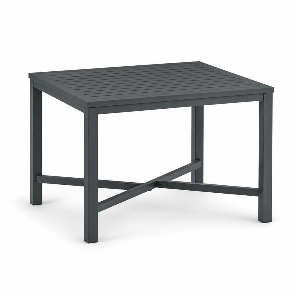 Table d’extérieur carrée en aluminium anthracite, 90 × 90 × 74 cm